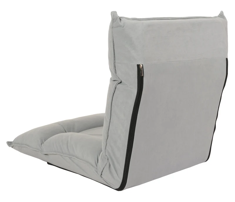 Chaise de sol dossier réglable sur 6 positions de relaxation cadre stable velours gris clair 04_0006367