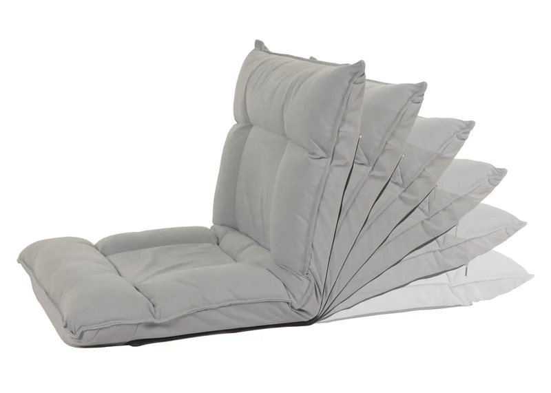 Chaise de sol dossier réglable sur 6 positions de relaxation cadre stable velours gris clair 04_0006367