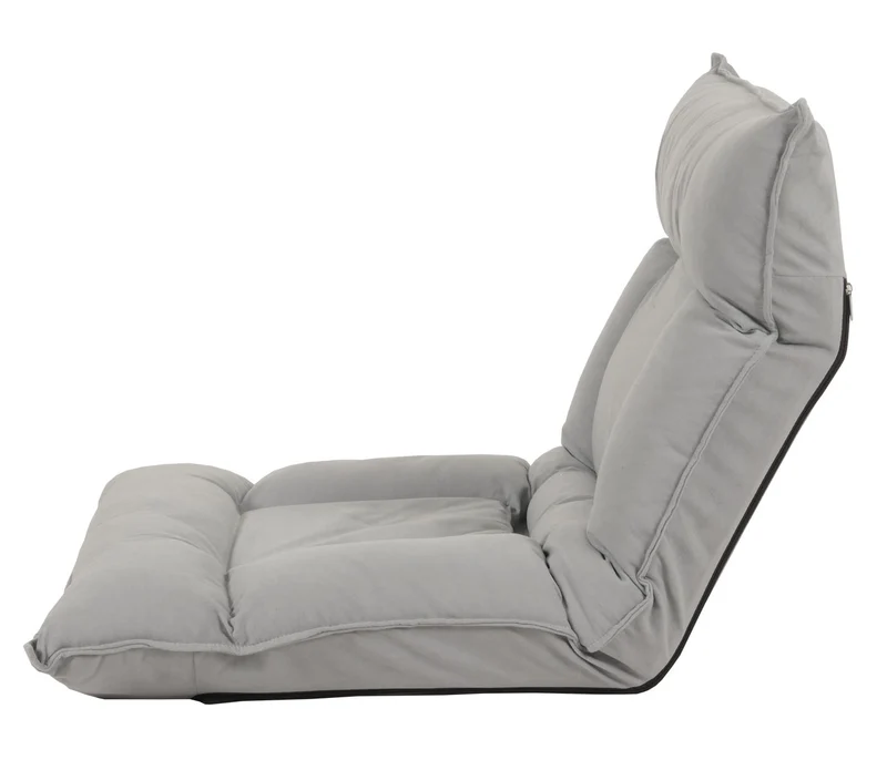 Chaise de sol dossier réglable sur 6 positions de relaxation cadre stable velours gris clair 04_0006367