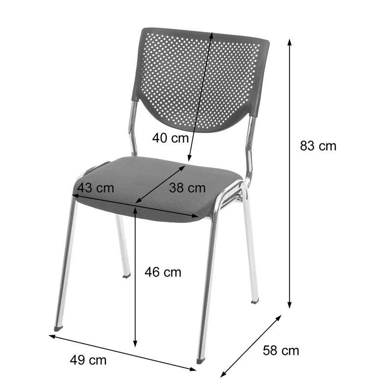 Chaise visiteur avec dossier conférence empilable assise en tissu vert pieds chromés 04_0006400