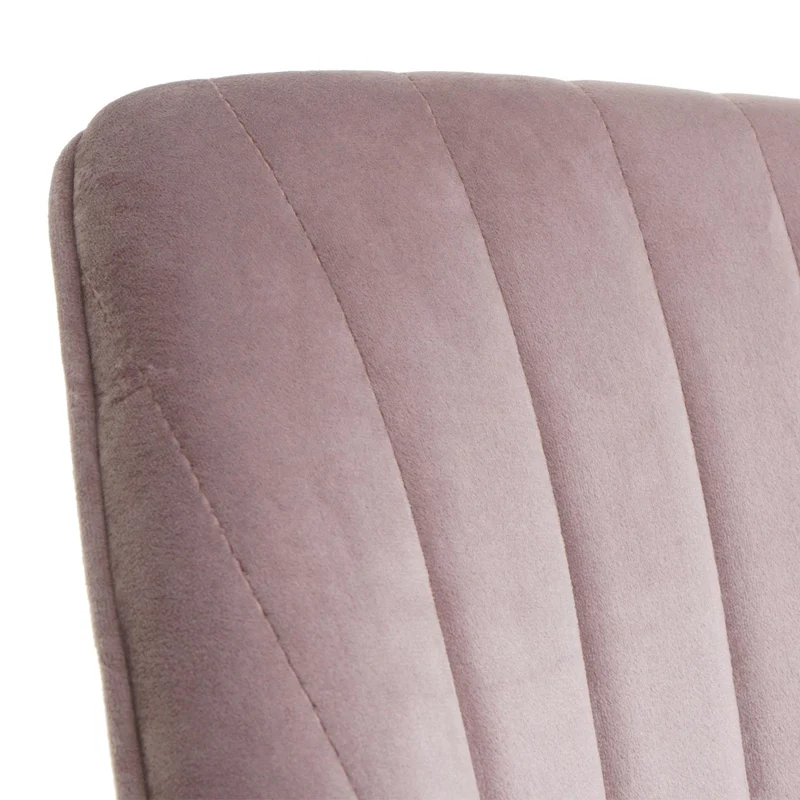 Chaise de bureau pivotante en velours rose avec accoudoir base dorée 04_0006211