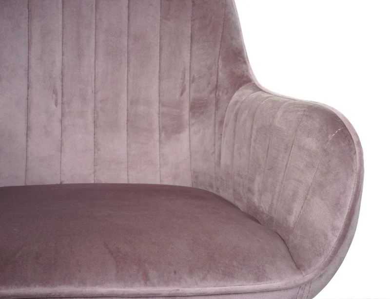 Chaise de bureau pivotante en velours rose avec accoudoir base dorée 04_0006211