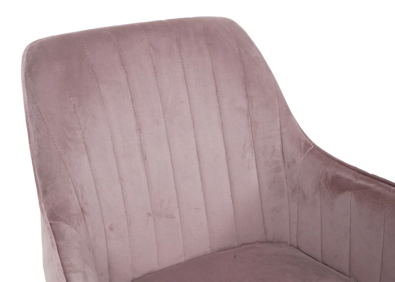 Chaise de bureau pivotante en velours rose avec accoudoir base dorée 04_0006211