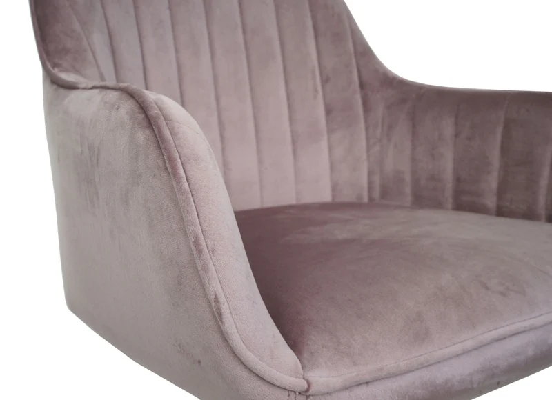 Chaise de bureau pivotante en velours rose avec accoudoir base dorée 04_0006211