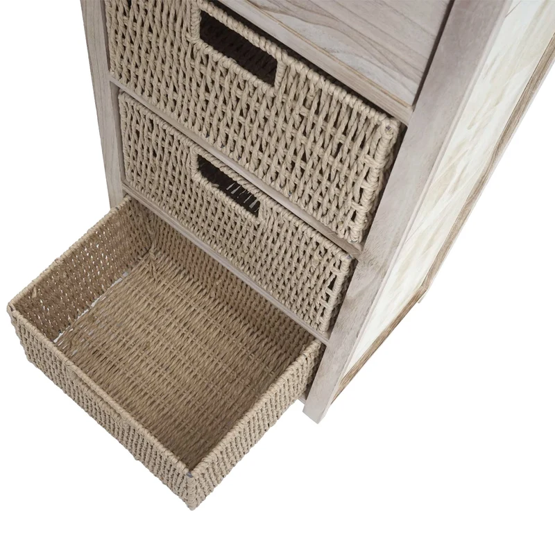 Commode avec tiroir et 3 paniers 83x40x29 cm paniers naturels marron clair 04_0006507