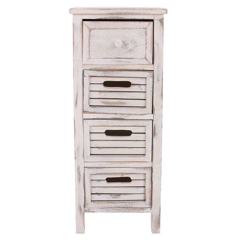 Commode meuble à tiroirs 4 tiroirs 74x30x25 cm aspect vintage blanc 04_0006534