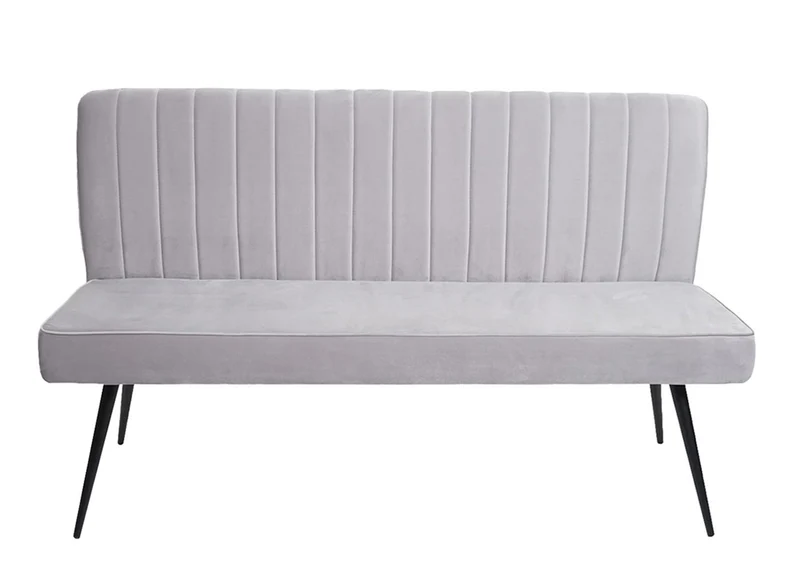 Ensemble de salle à manger 2x chaises de salle à manger et 1x banc 3 places en velours gris clair et métal 04_0006748
