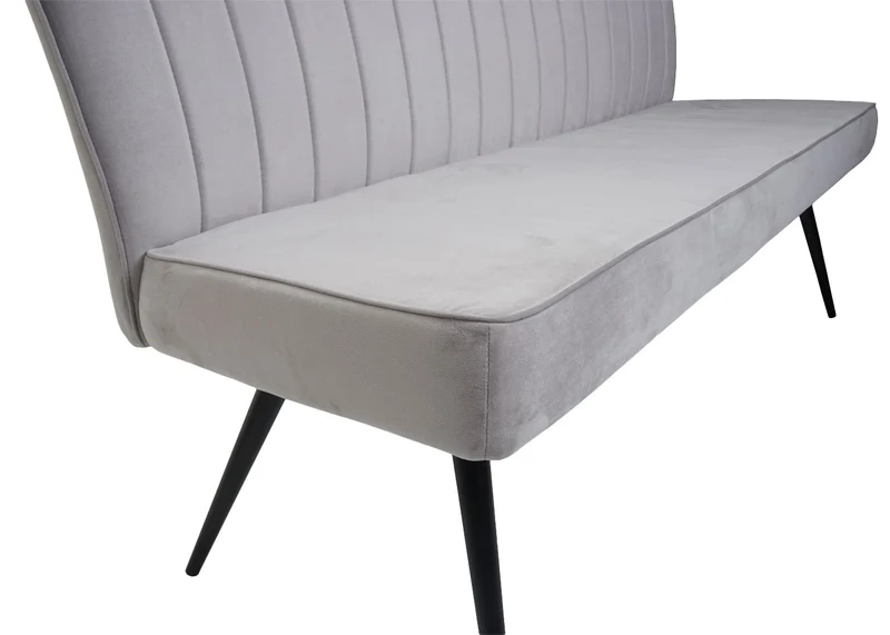 Ensemble de salle à manger 2x chaises de salle à manger et 1x banc 3 places en velours gris clair et métal 04_0006748