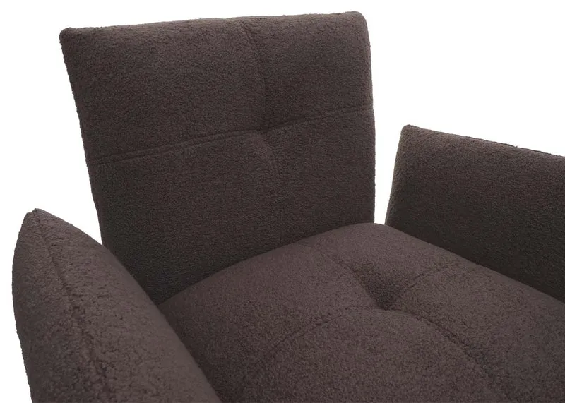Fauteuil lounge cocktail assise extra large en tissu bouclé marron 04_0006856