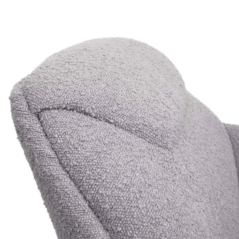 Fauteuil lounge relaxation siège extra large en tissu bouclé gris clair et métal 04_0006854