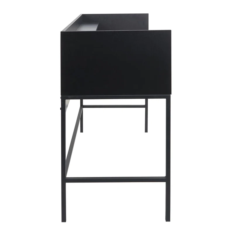 Bureau table d'ordinateur avec 2 tiroirs et espace de rangement 120x50 cm MDF aspect noyer et métal 04_0006057