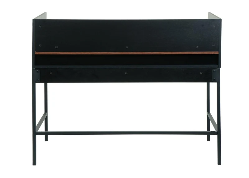 Bureau table d'ordinateur avec 2 tiroirs et espace de rangement 120x50 cm MDF aspect noyer et métal 04_0006057
