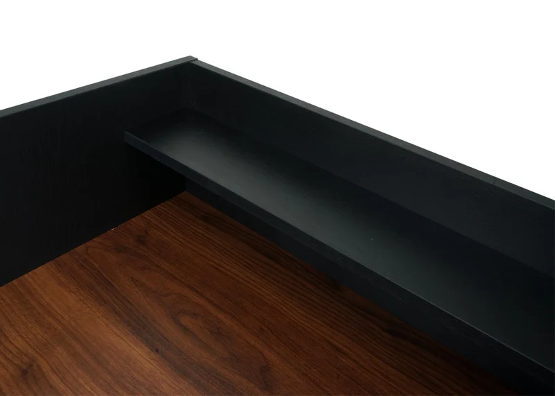 Bureau table d'ordinateur avec 2 tiroirs et espace de rangement 120x50 cm MDF aspect noyer et métal 04_0006057