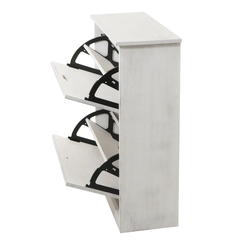 Meuble à chaussures 81x60x25 cm MDF blanc vieilli 04_0005895