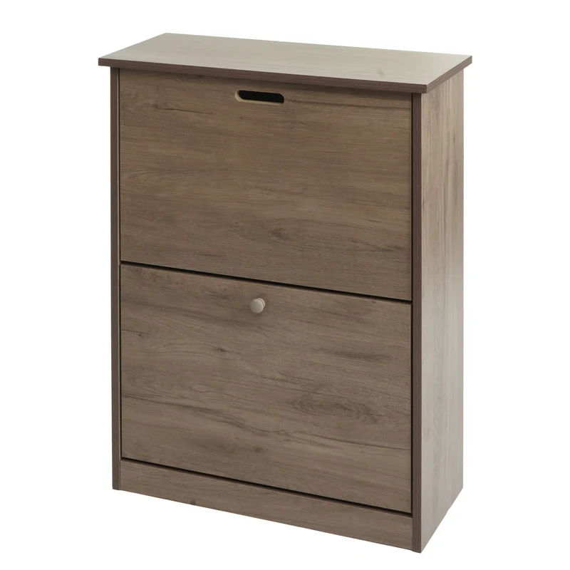 Meuble à chaussures 81 x 60 x 25 cm 2 compartiments MDF gris-brun 04_0005893