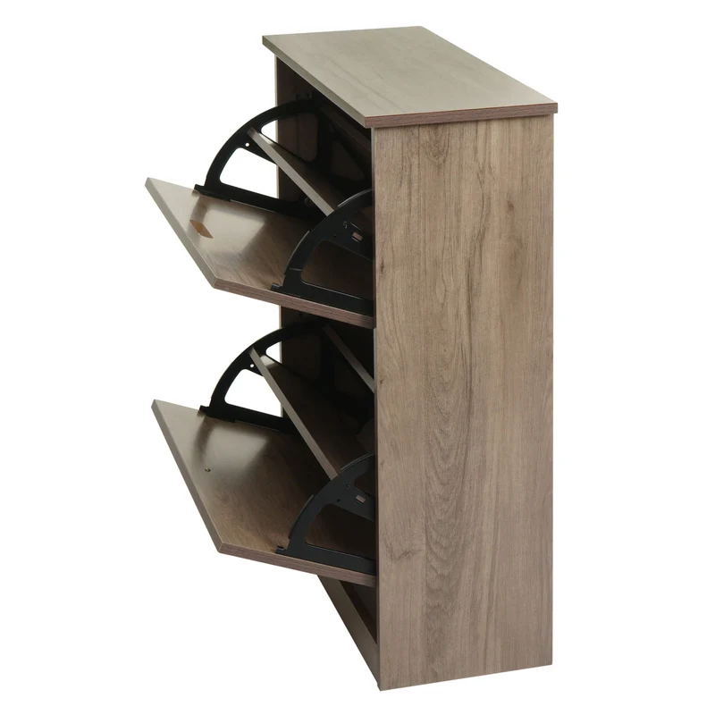 Meuble à chaussures 81 x 60 x 25 cm 2 compartiments MDF gris-brun 04_0005893