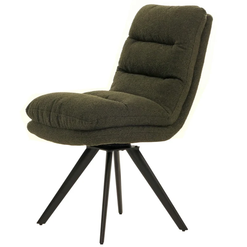 Chaise de salle à manger pivotante en tissu bouclé vert extra confortable 04_0006289