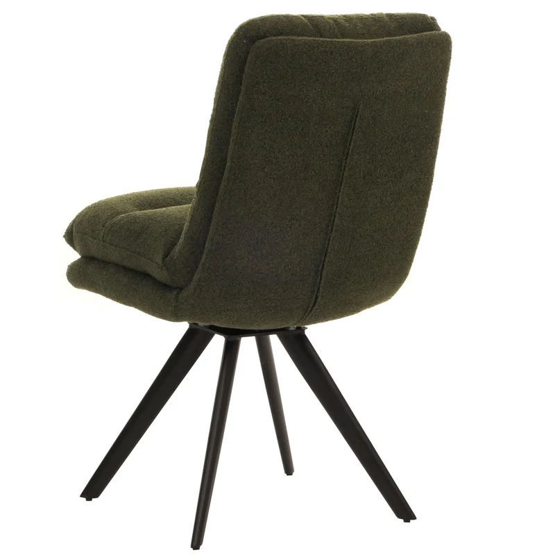 Chaise de salle à manger pivotante en tissu bouclé vert extra confortable 04_0006289