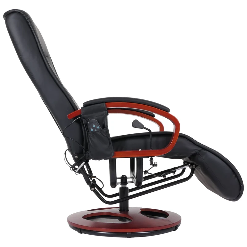 Fauteuil de relaxation fonction de massage 9 programmes 5 niveaux d'intensité en cuir noir 04_0006381