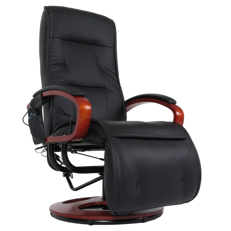 Fauteuil de relaxation fonction de massage 9 programmes 5 niveaux d'intensité en cuir noir 04_0006381