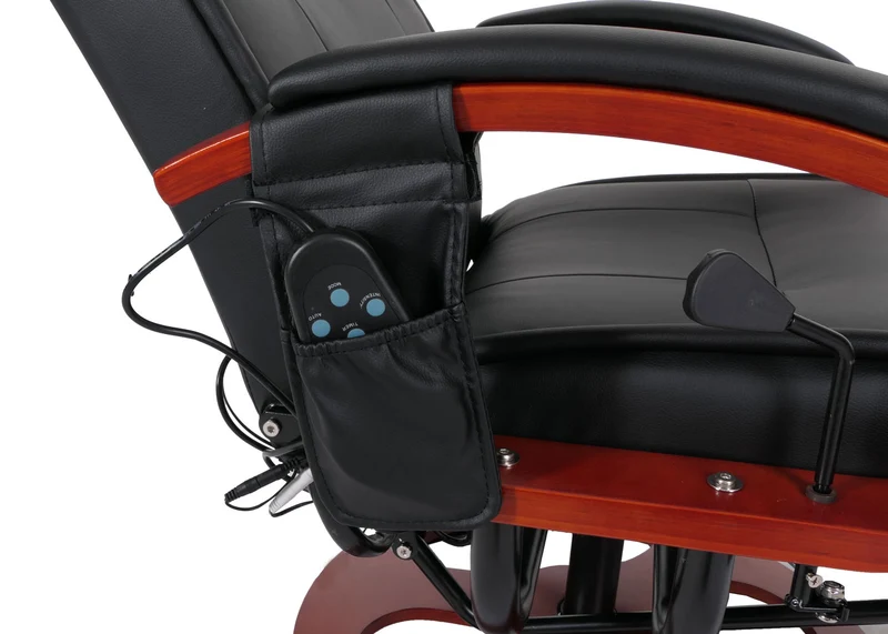 Fauteuil de relaxation fonction de massage 9 programmes 5 niveaux d'intensité en cuir noir 04_0006381