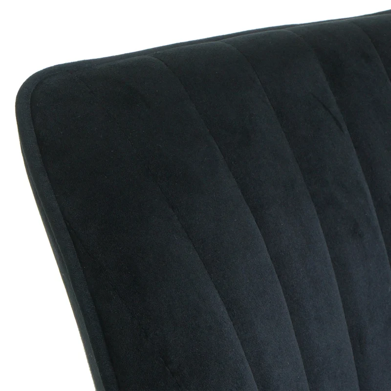 Chaise de bureau pivotante assise en velours noir avec accoudoir base dorée 04_0006208