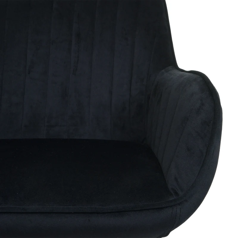Chaise de bureau pivotante assise en velours noir avec accoudoir base dorée 04_0006208