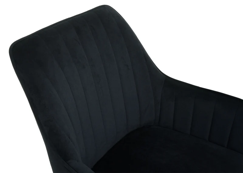 Chaise de bureau pivotante assise en velours noir avec accoudoir base dorée 04_0006208