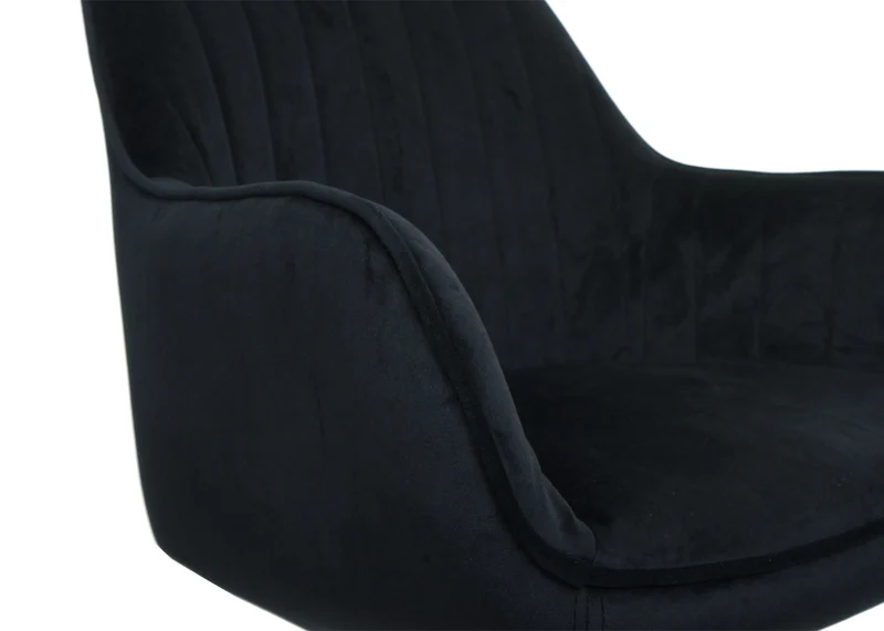 Chaise de bureau pivotante assise en velours noir avec accoudoir base dorée 04_0006208