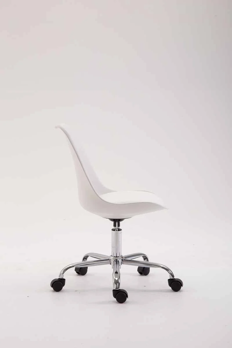 Chaise de bureau tabouret à roulette hauteur réglable blanc TABO10028