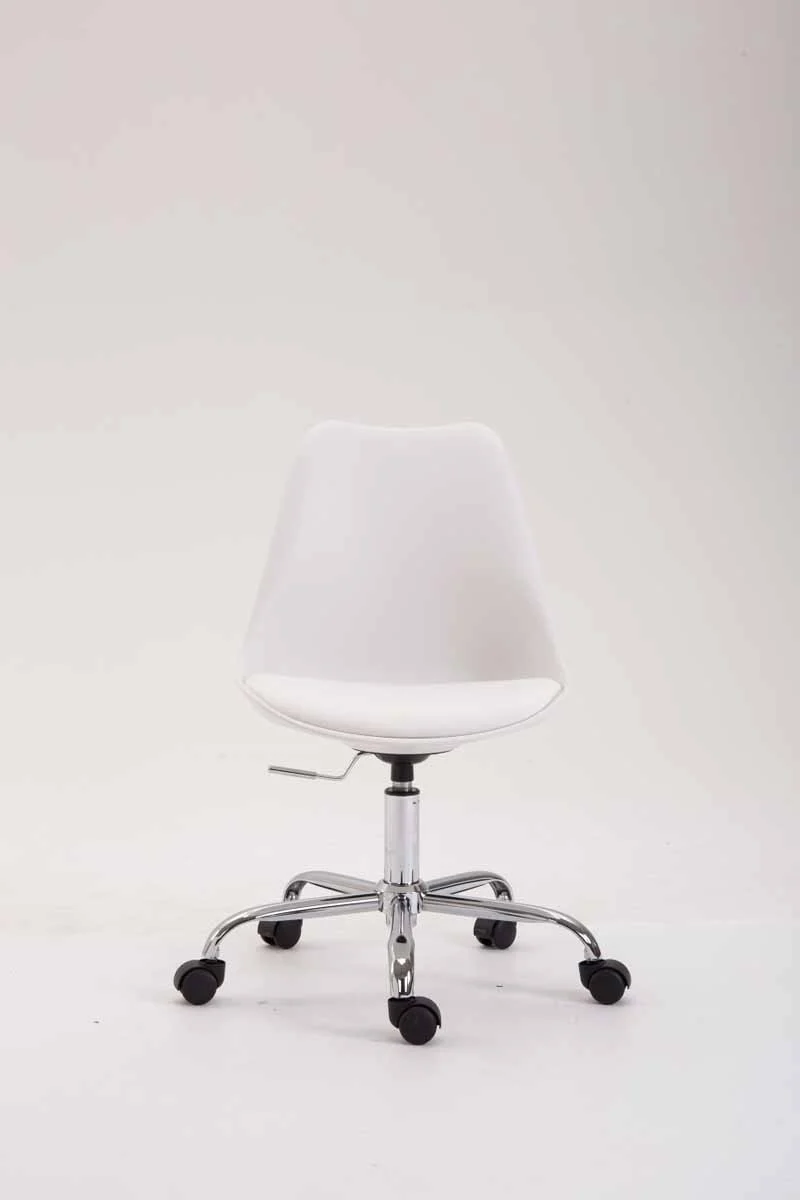 Chaise de bureau tabouret à roulette hauteur réglable blanc TABO10028