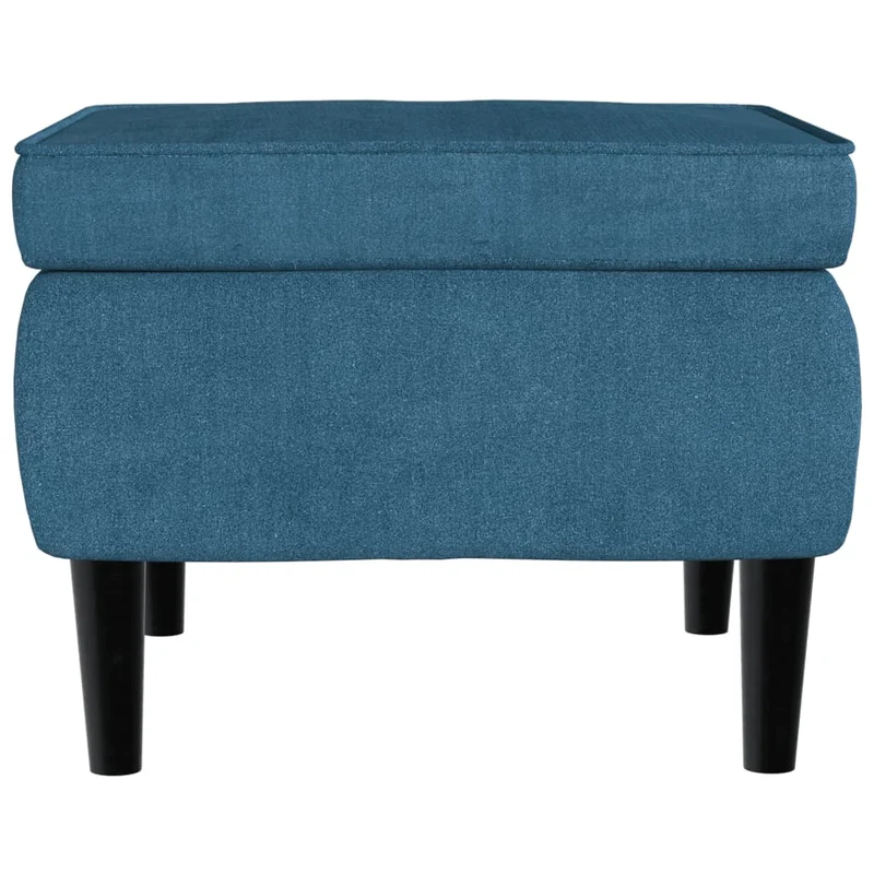 Tabouret assise pouf avec pieds en bois et velours bleu DEC026294