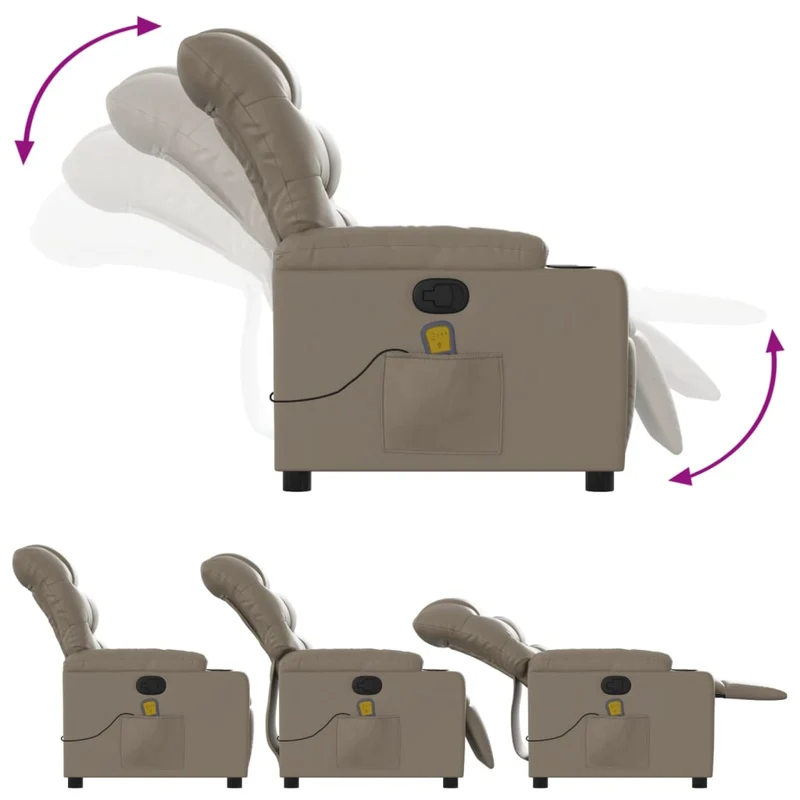 Fauteuil de relaxation TV fonction massage inclinable 6 points de massage en PVC cappuccino DEC026875