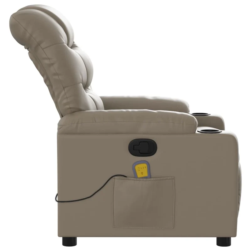 Fauteuil de relaxation TV fonction massage inclinable 6 points de massage en PVC cappuccino DEC026875