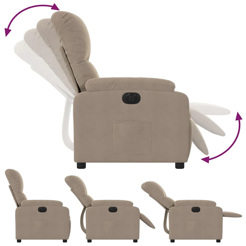 Fauteuil relax TV fonction d'inclinaison électrique très confortable en tissu microfibre taupe DEC028588