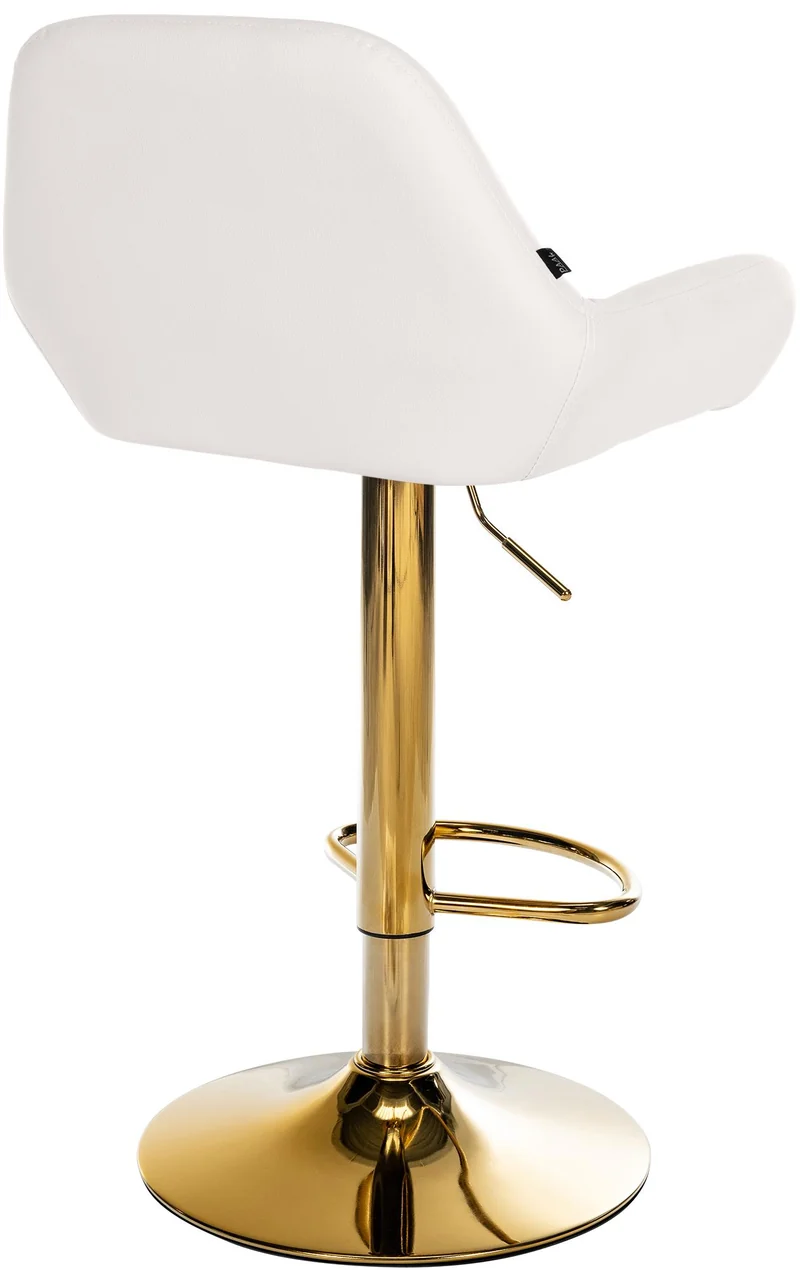 Tabouret de bar x1 avec repose-pieds et dossier bas desig moderne assise en PVC blanc cadre métal doré 10_0006150