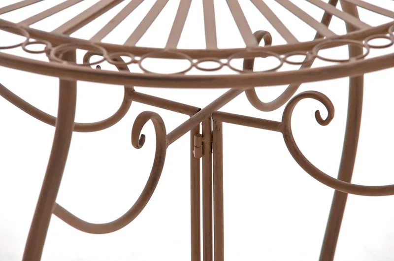 Table de jardin ronde style rustique en fer forgé marron vieilli 10_0003043