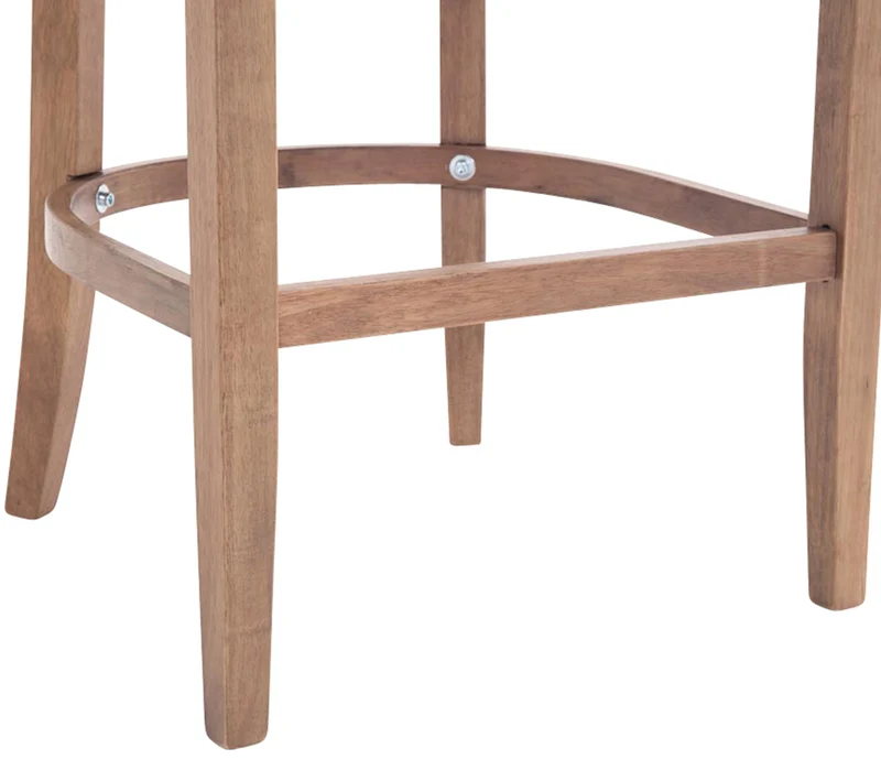 Tabouret de bar x1 confortable design rétro assise capitonné en tissu taupe pieds en bois clair 10_0005065