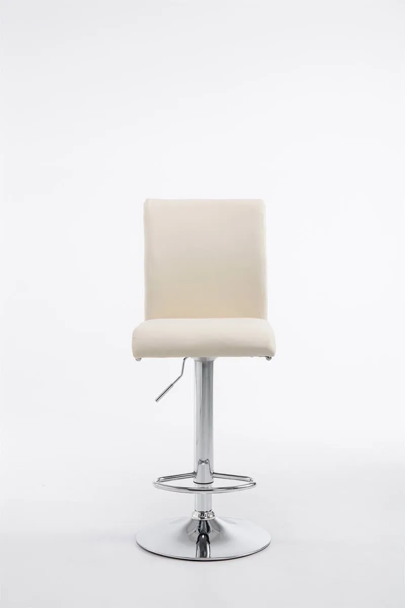 Lot de 2 tabourets de bar avec dossier hauteur réglable en PVC crème cadre en métal chromé 10_0006117