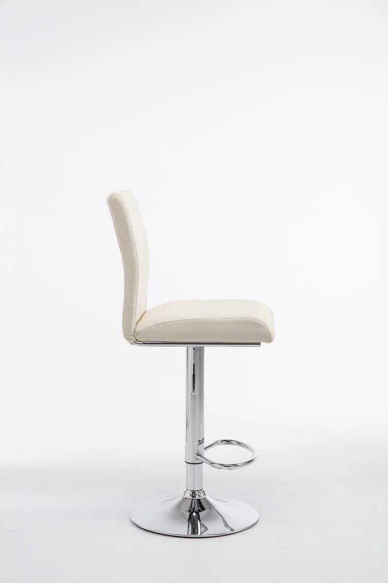 Lot de 2 tabourets de bar avec dossier hauteur réglable en PVC crème cadre en métal chromé 10_0006117
