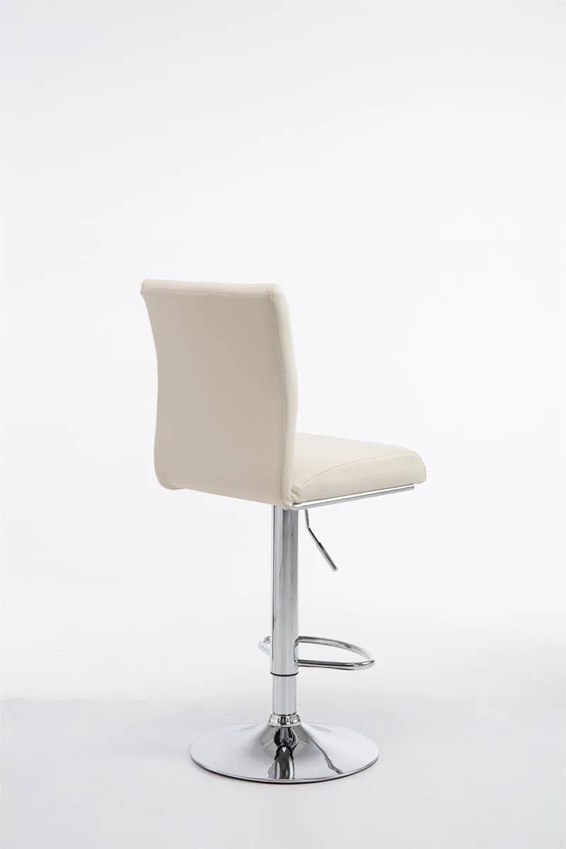 Lot de 2 tabourets de bar avec dossier hauteur réglable en PVC crème cadre en métal chromé 10_0006117