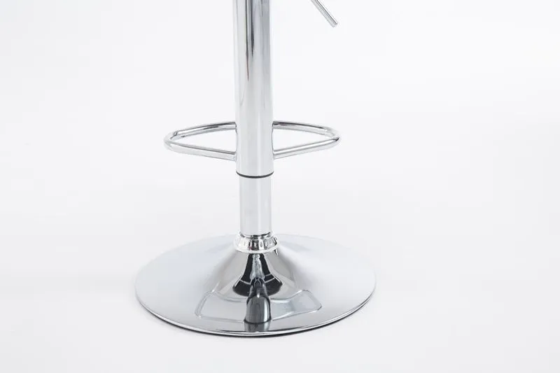 Lot de 2 tabourets de bar avec dossier hauteur réglable en PVC crème cadre en métal chromé 10_0006117