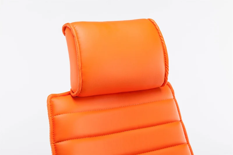 Fauteuil de bureau hauteur réglable pivotant mécanisme de bascule PVC orange et métal chromé 10_0002633