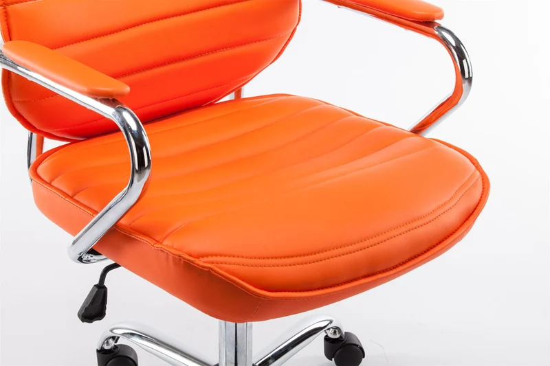 Fauteuil de bureau hauteur réglable pivotant mécanisme de bascule PVC orange et métal chromé 10_0002633