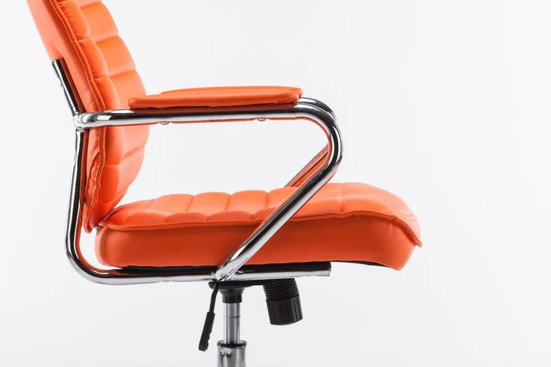 Fauteuil de bureau hauteur réglable pivotant mécanisme de bascule PVC orange et métal chromé 10_0002633