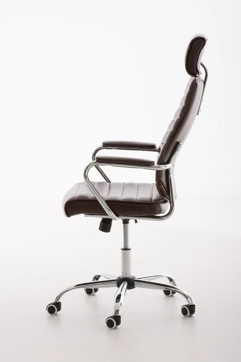 Fauteuil de bureau hauteur réglable pivotant mécanisme de bascule PVC bordeaux et métal chromé 10_0002631