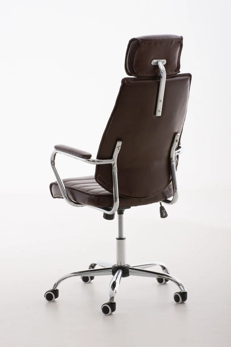 Fauteuil de bureau hauteur réglable pivotant mécanisme de bascule PVC bordeaux et métal chromé 10_0002631