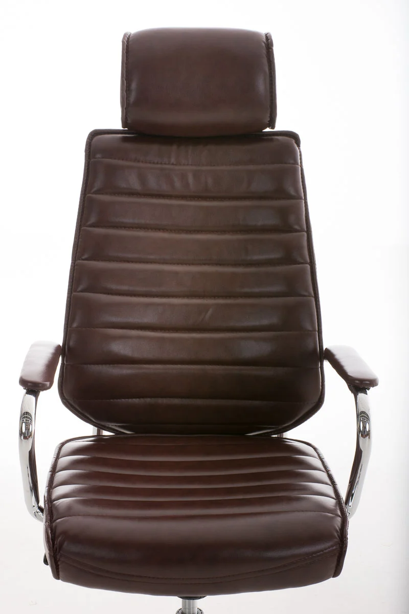 Fauteuil de bureau hauteur réglable pivotant mécanisme de bascule PVC bordeaux et métal chromé 10_0002631