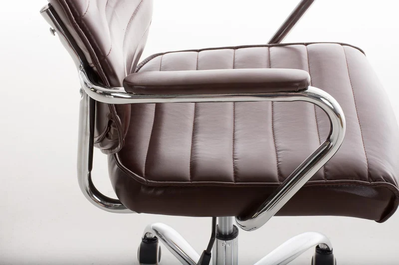 Fauteuil de bureau hauteur réglable pivotant mécanisme de bascule PVC bordeaux et métal chromé 10_0002631