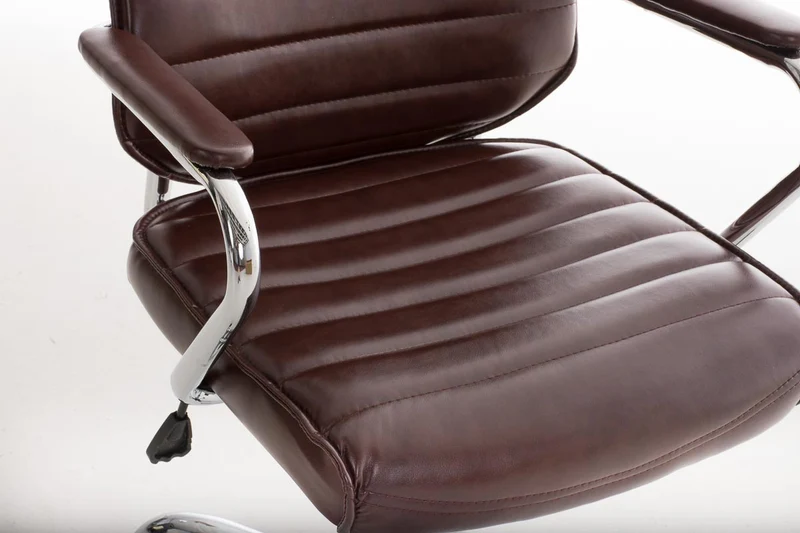 Fauteuil de bureau hauteur réglable pivotant mécanisme de bascule PVC bordeaux et métal chromé 10_0002631